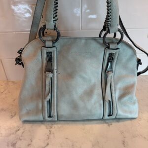 Aimee Kestenberg Pebbled Leather Satchel – Light Sea-foam Green